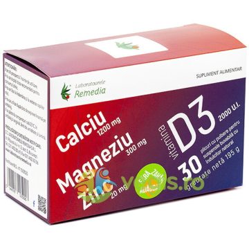 Ca 1200mg + Mg 300mg + Zn 20mg + D3 30plicuri