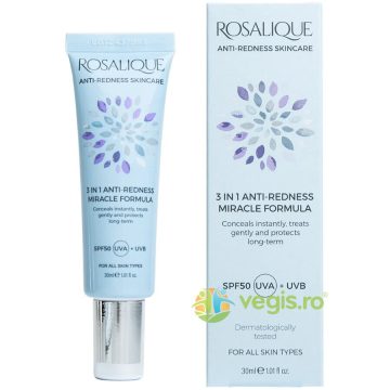Crema/Fond de Ten 3in1 Anti-Roseata si Cuperoza SPF50 pentru Toate Tipurile de Ten 30ml