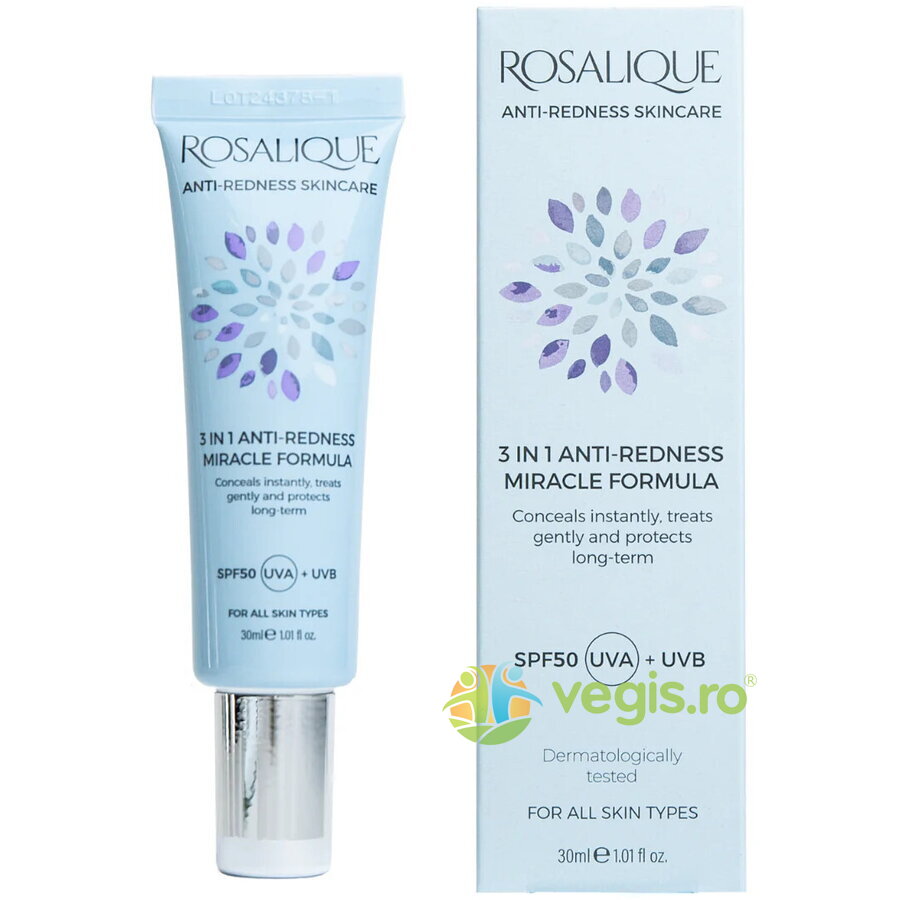 Crema/Fond de Ten 3in1 Anti-Roseata si Cuperoza SPF50 pentru Toate Tipurile de Ten 30ml