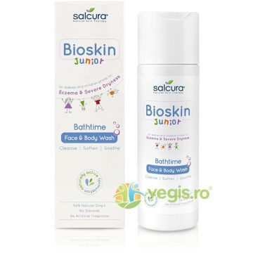 Gel de Dus Fata si Corp pentru Bebelusi si Copii cu Piele Uscata si Eczeme Bioskin Junior 200ml