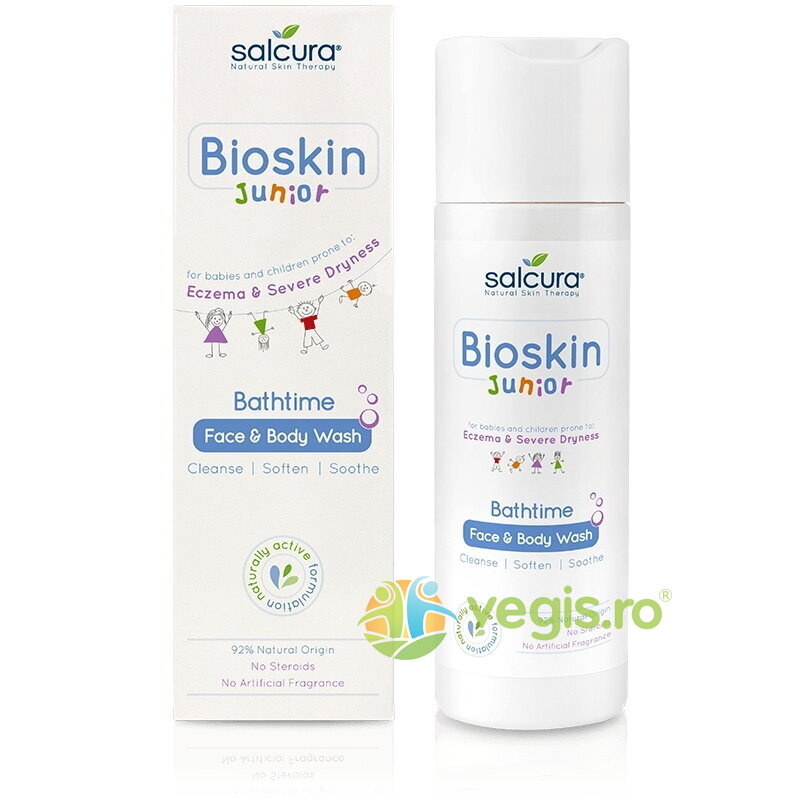 Gel de Dus Fata si Corp pentru Bebelusi si Copii cu Piele Uscata si Eczeme Bioskin Junior 200ml