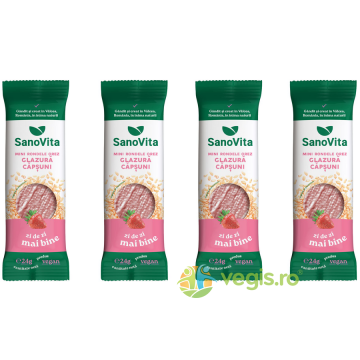 Pachet Mini Rondele din Orez cu Glazura de Capsuni 4x24g