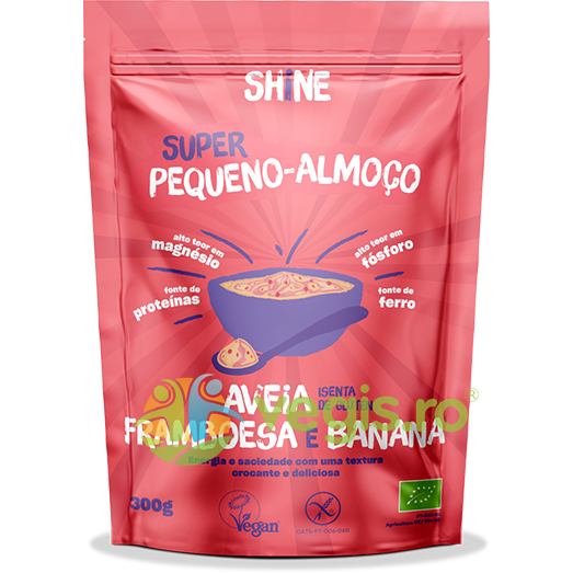 Cereale Instant cu Ovaz, Zmeura si Banane fara Gluten Ecologice/Bio 300g