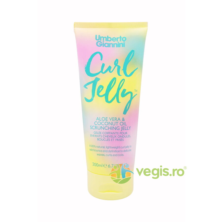 Gel pentru Definirea Buclelor pentru Parul Ondulat, Cret sau Foarte Cret pentru Copii cu Aloe Vera si Ulei de Cocos Mini Curls 200ml