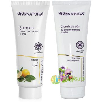 Sampon Natural cu Lamaie si Argan 250ml + Crema Impotriva Caderii Parului 250ml Pachet PROMO