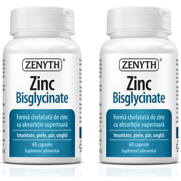 Pachet Zinc Bisglycinate (Zinc Bisglicinat) 60cps + 60cps