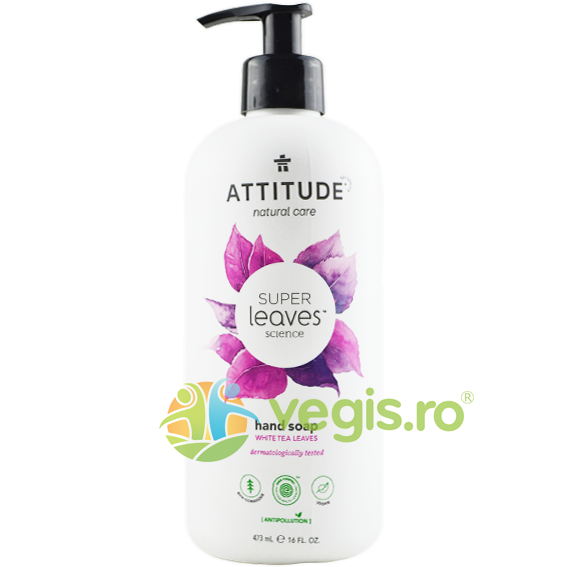 Sapun Lichid de Maini cu Funze de Ceai Alb Super Leaves 473ml