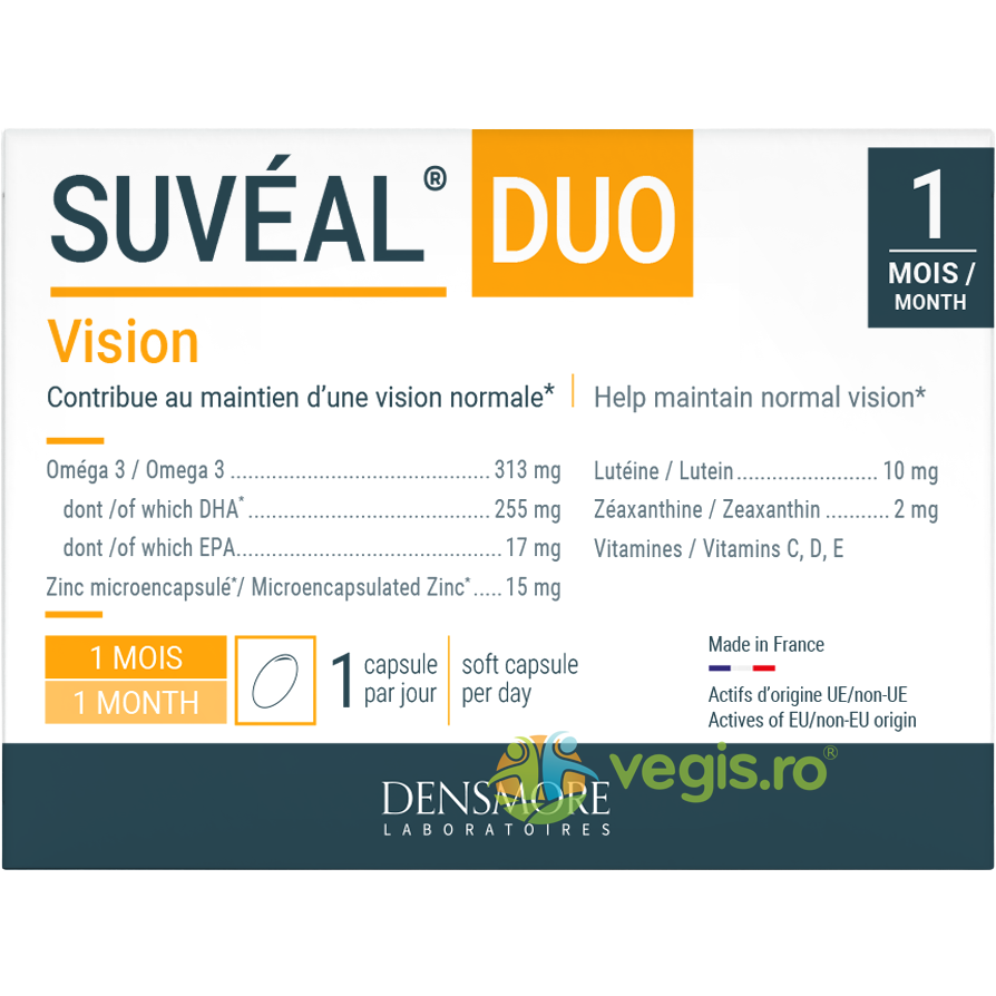 Suveal Duo (Imbatranirea Retinei, Pierderea Vederii Centrale, Sustinerea Vederii Normale) 30cps moi