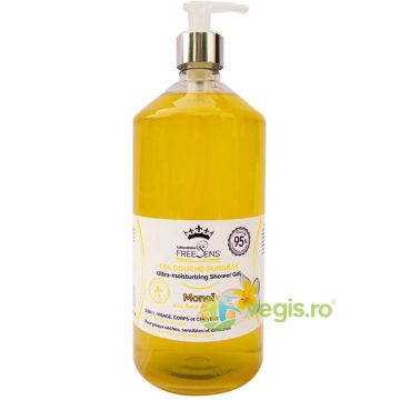 Gel de Dus Ultrahidratant 3 in 1 pentru Fata, Corp si Par cu Extract de Floare de Monoi 1L