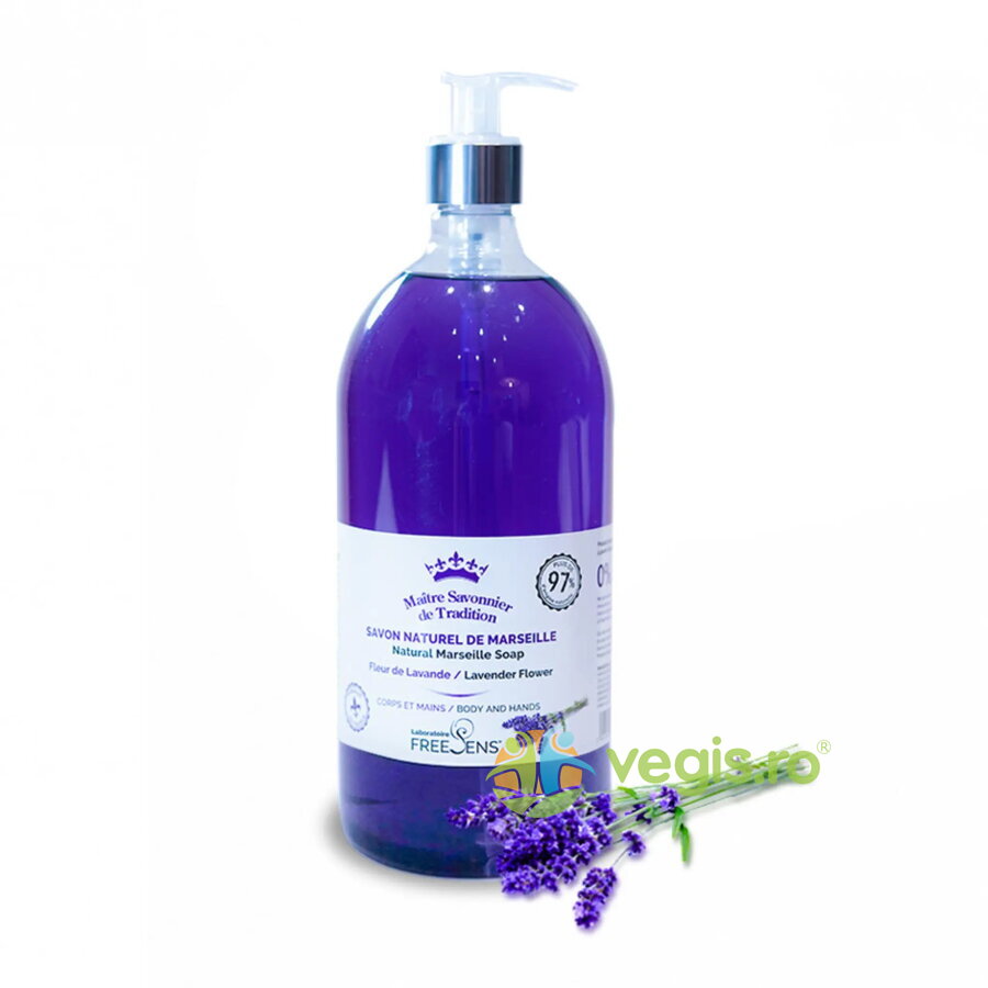 Sapun Natural Lichid de Marseille cu Parfum de Lavanda pentru Corp si Maini 1L
