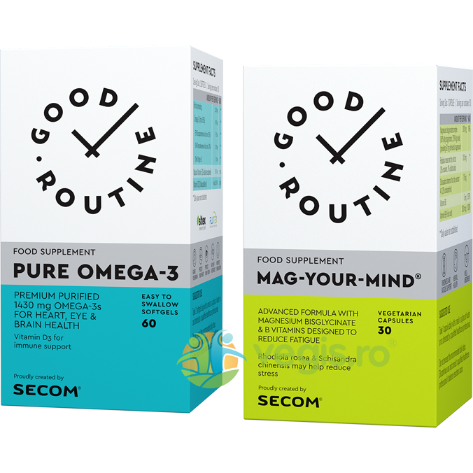 Pachet Pure Omega-3 60cps moi + Mag Your Mind 30cps vegetale Secom,