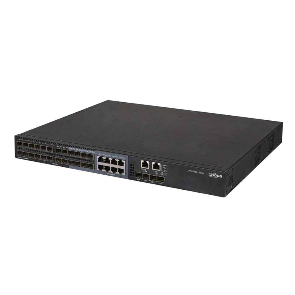 Switch cu 28 porturi Dahua S5500-24GF4XF-E, 24 port GSFP, 4 port 10G SFP+, cu management