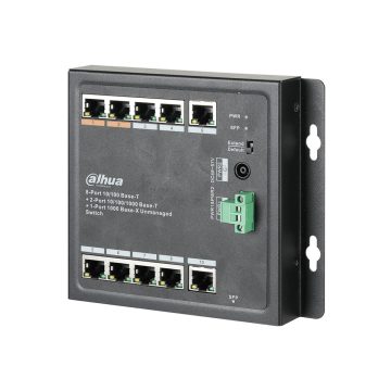 Switch PoE Dahua PFS3111-8ET-96-F, 8 porturi PoE, 2x uplink Gigabit, 1x SFP, 13.6 Gbps, buget 96W, layer 2