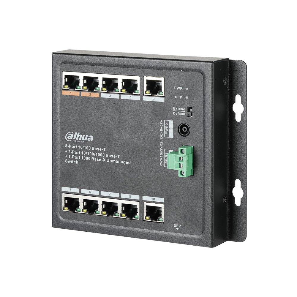 Switch PoE Dahua PFS3111-8ET-96-F, 8 porturi PoE, 2x uplink Gigabit, 1x SFP, 13.6 Gbps, buget 96W, layer 2